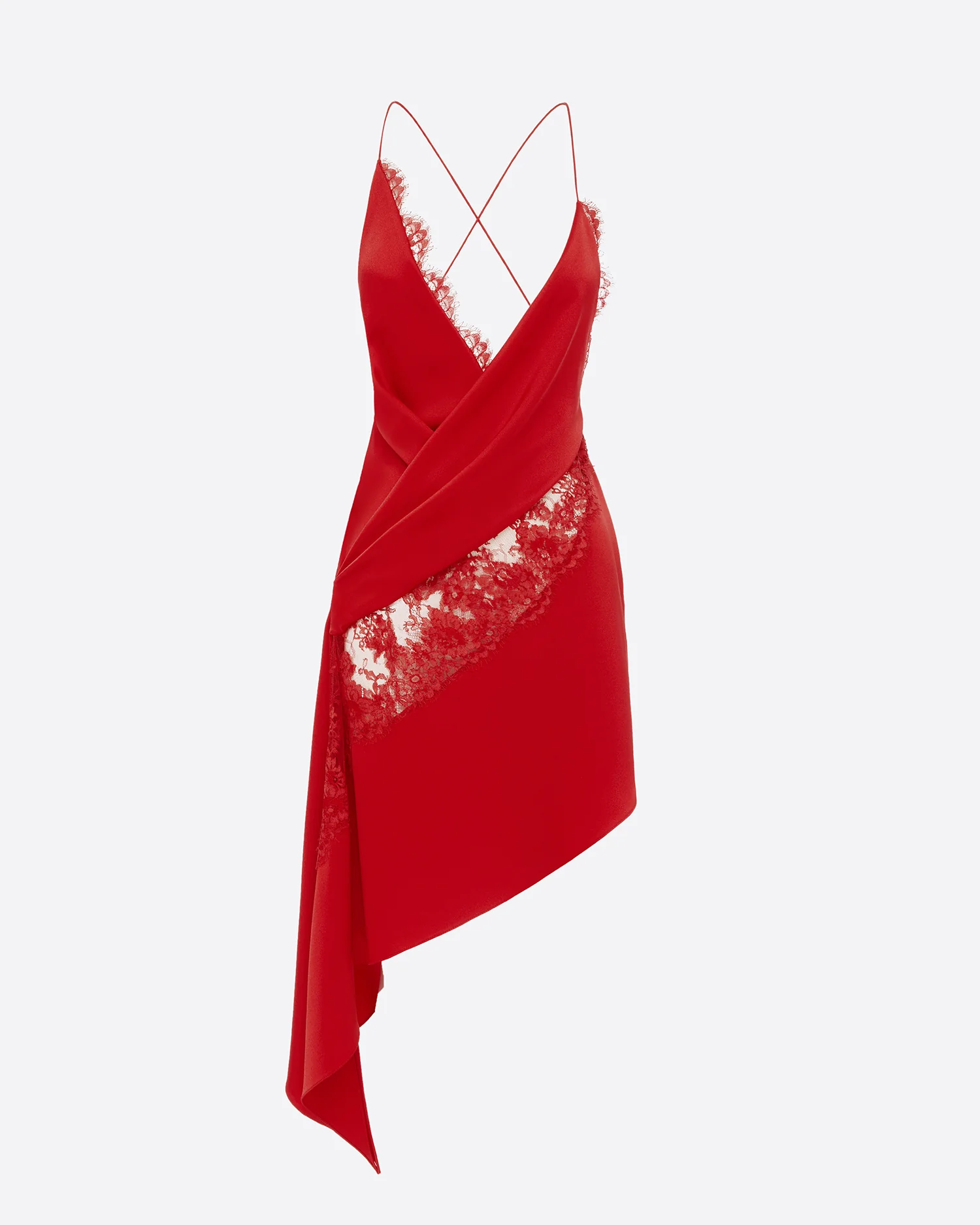 Bikini Wrap Asymmetric Dress in Satin Crepe - Image 3