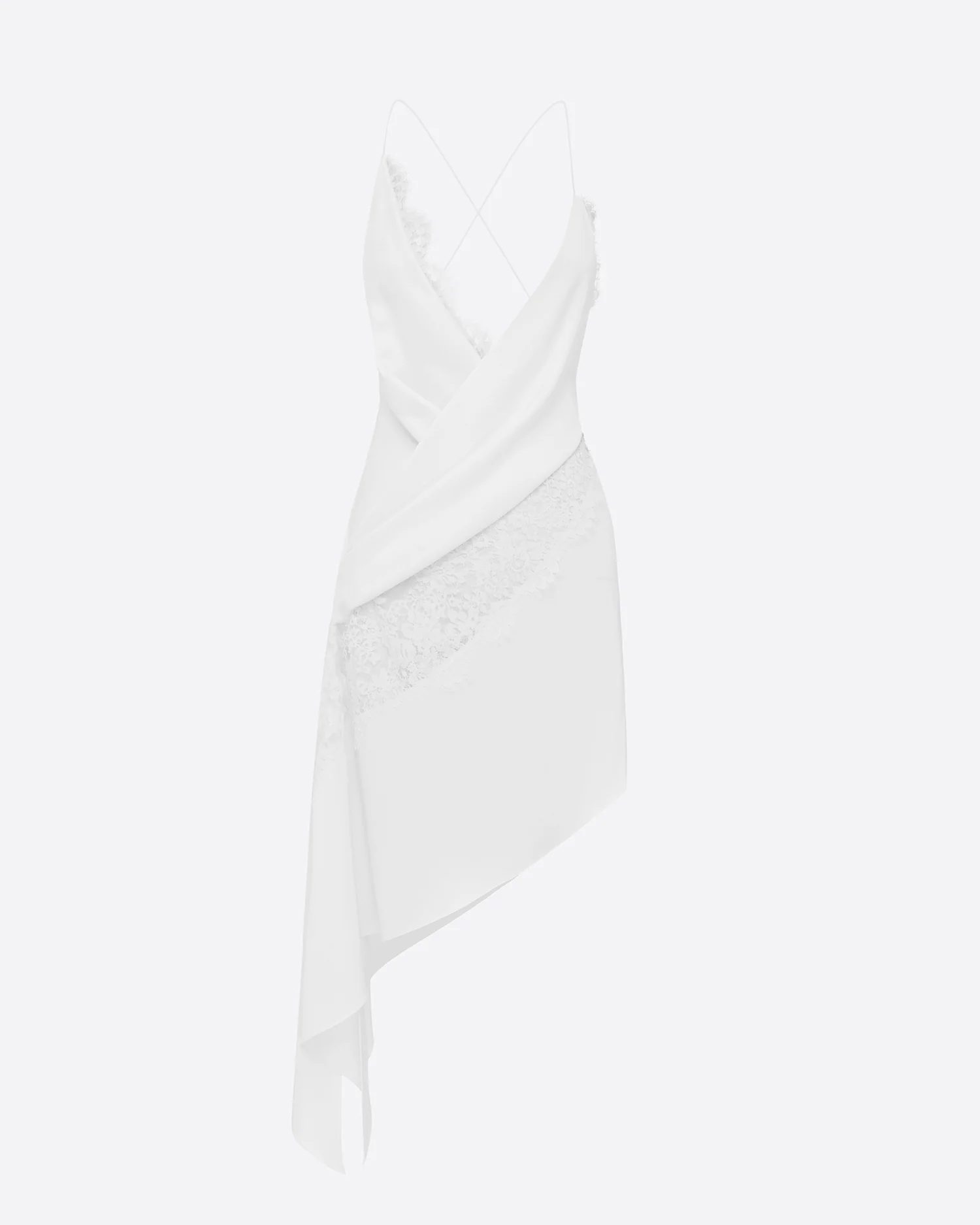 Bikini Wrap Asymmetric Dress in Satin Crepe - Image 3