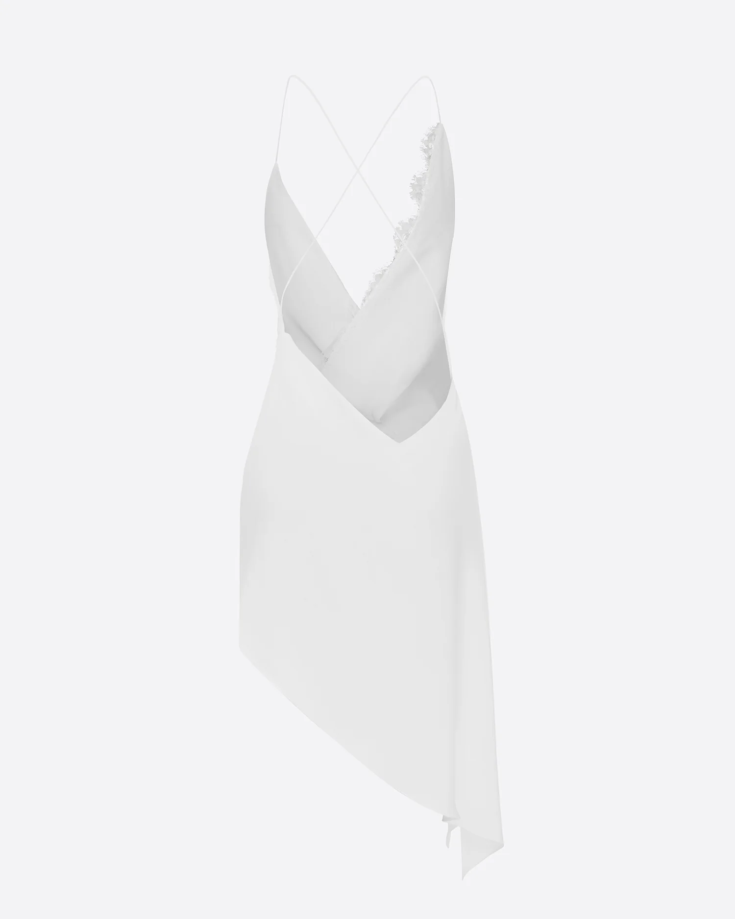 Bikini Wrap Asymmetric Dress in Satin Crepe - Image 4