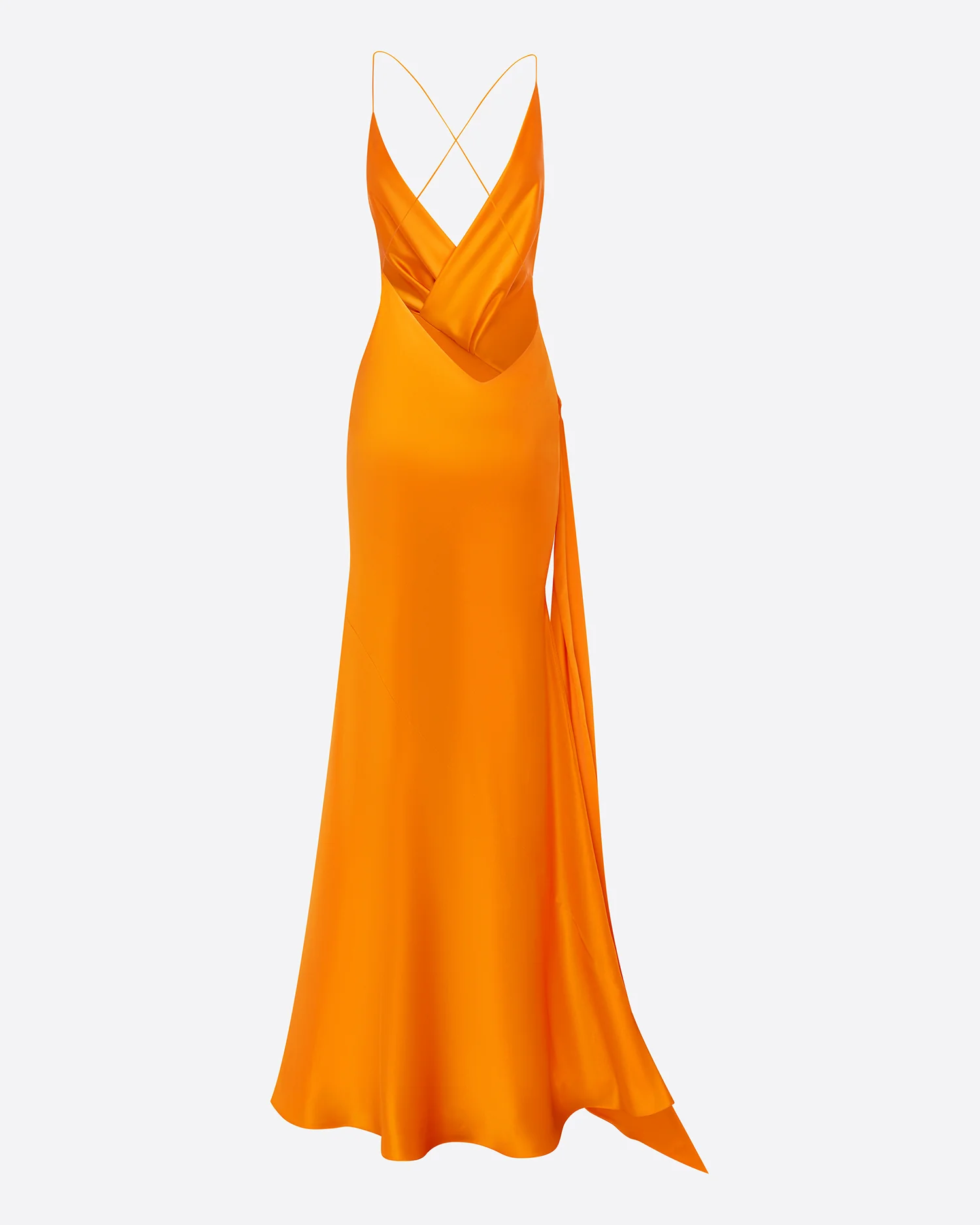 Bikini Wrap Asymmetric Gown in Silk Satin - Image 4