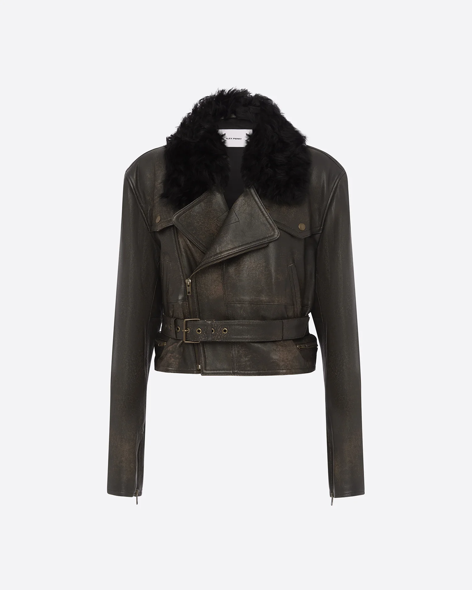 Cropped Biker Jacket in Leather - Image 3