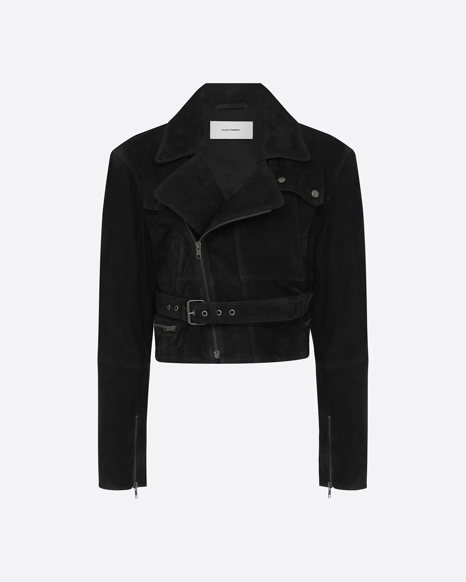 Cropped Biker Jacket in Suede - Image 3