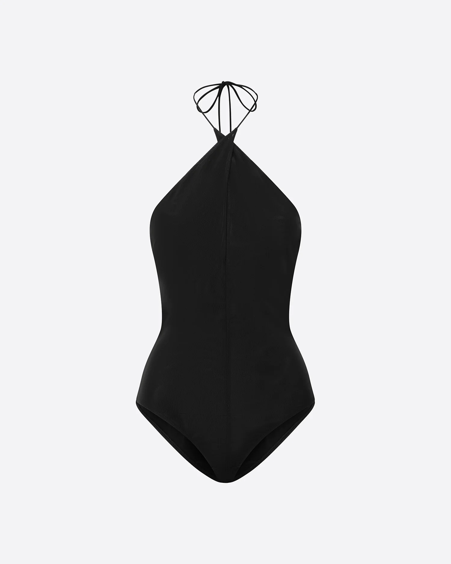 Cross Tie Halter Bodysuit in Stretch Mesh - Image 3