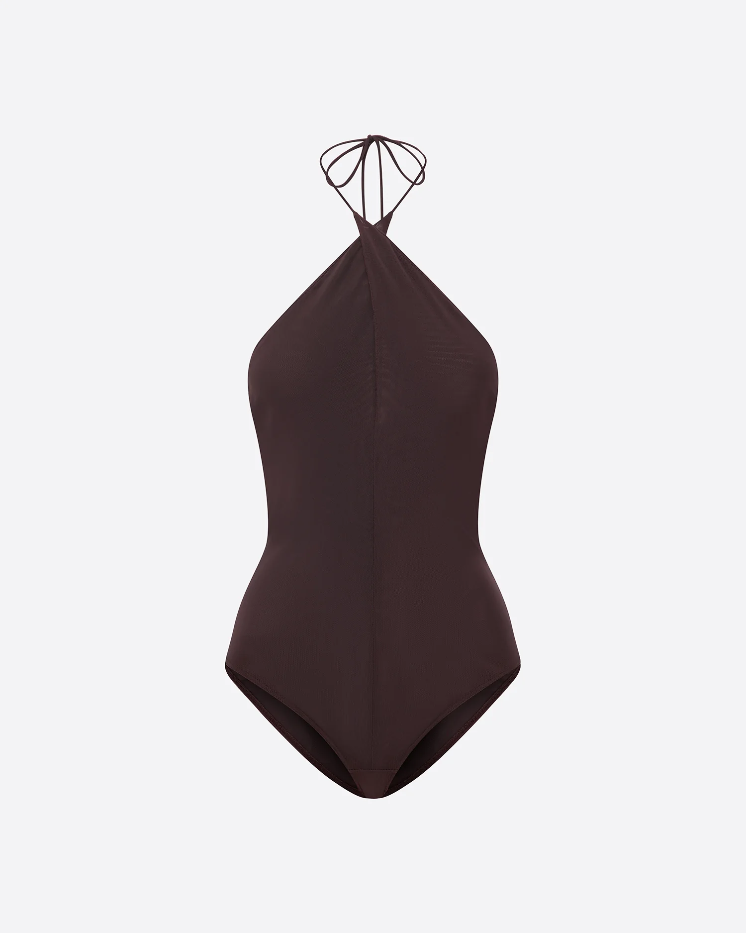 Cross Tie Halter Bodysuit in Stretch Mesh - Image 3