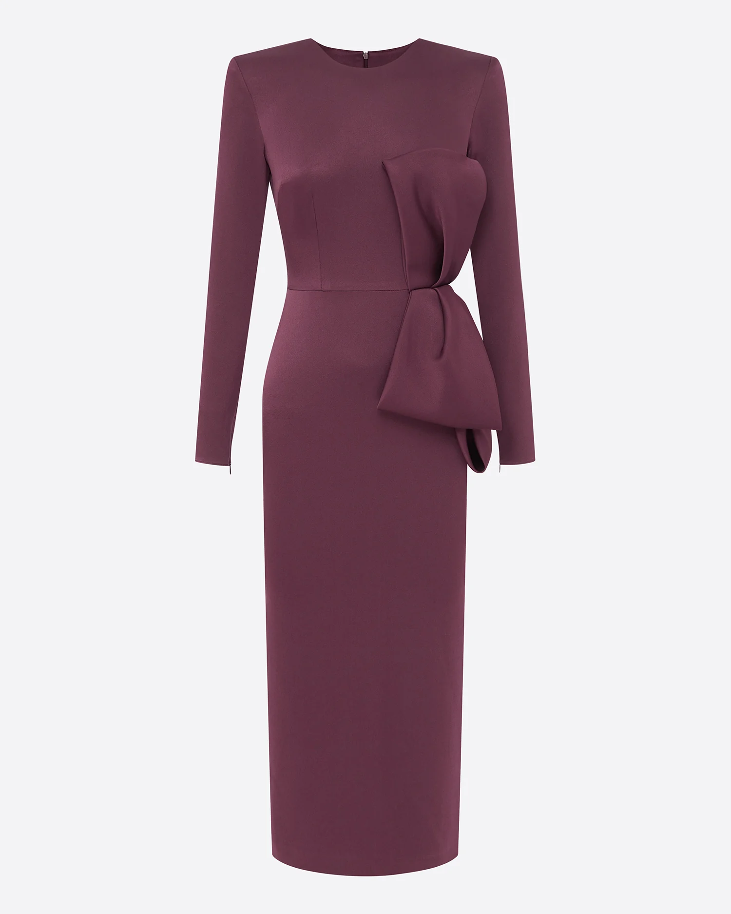 Long Sleeve Dress in Satin Crepe - Image 3
