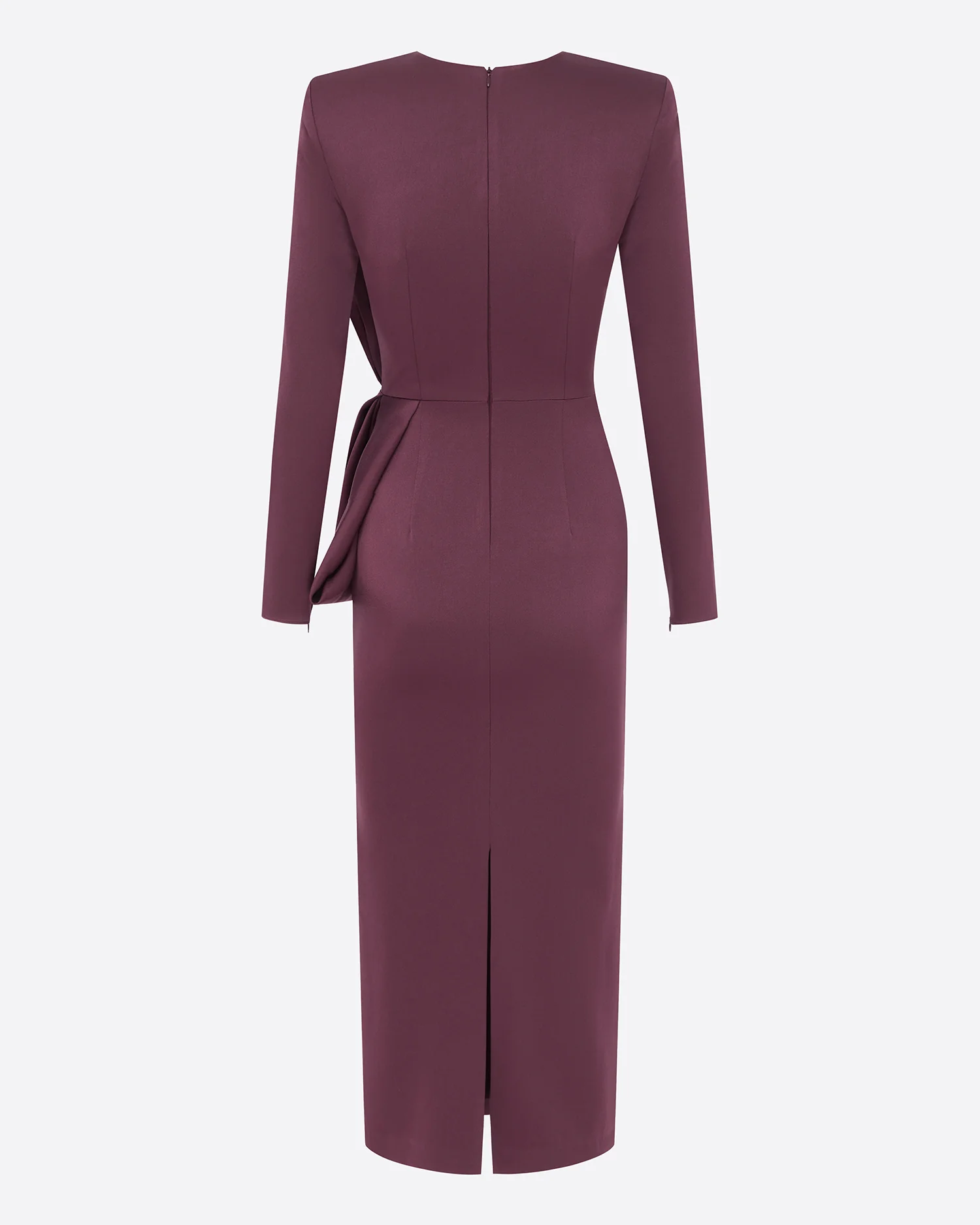 Long Sleeve Dress in Satin Crepe - Image 4