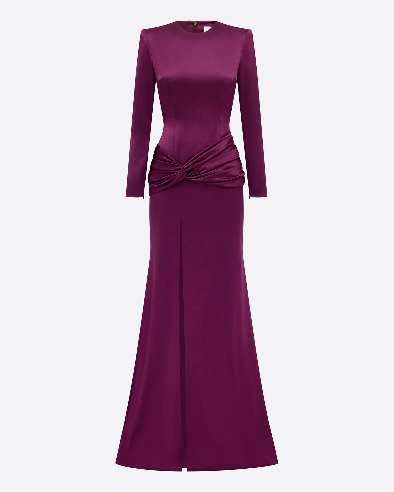 Long Sleeve Knot Gown in Satin Crepe - Image 3