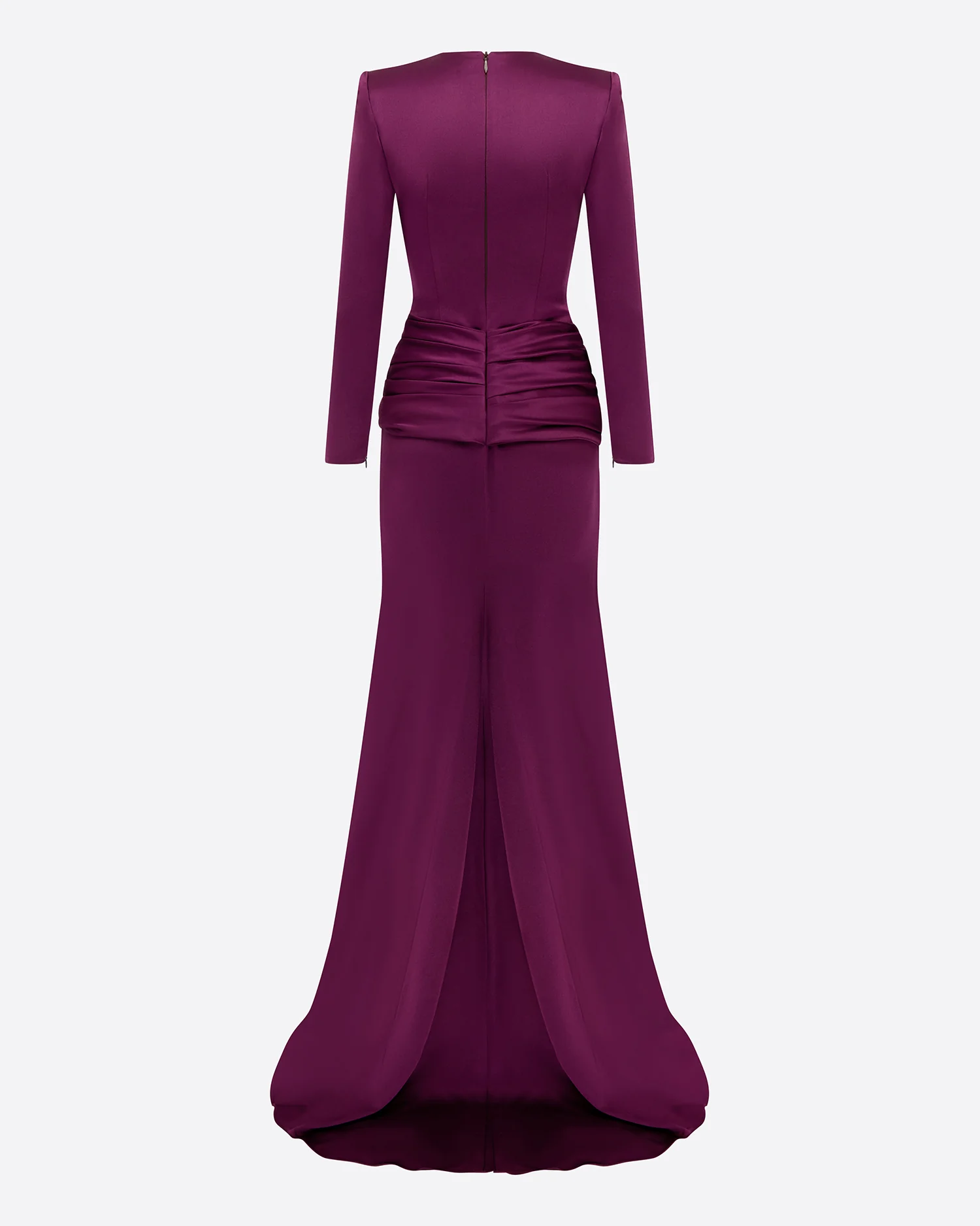 Long Sleeve Knot Gown in Satin Crepe - Image 4