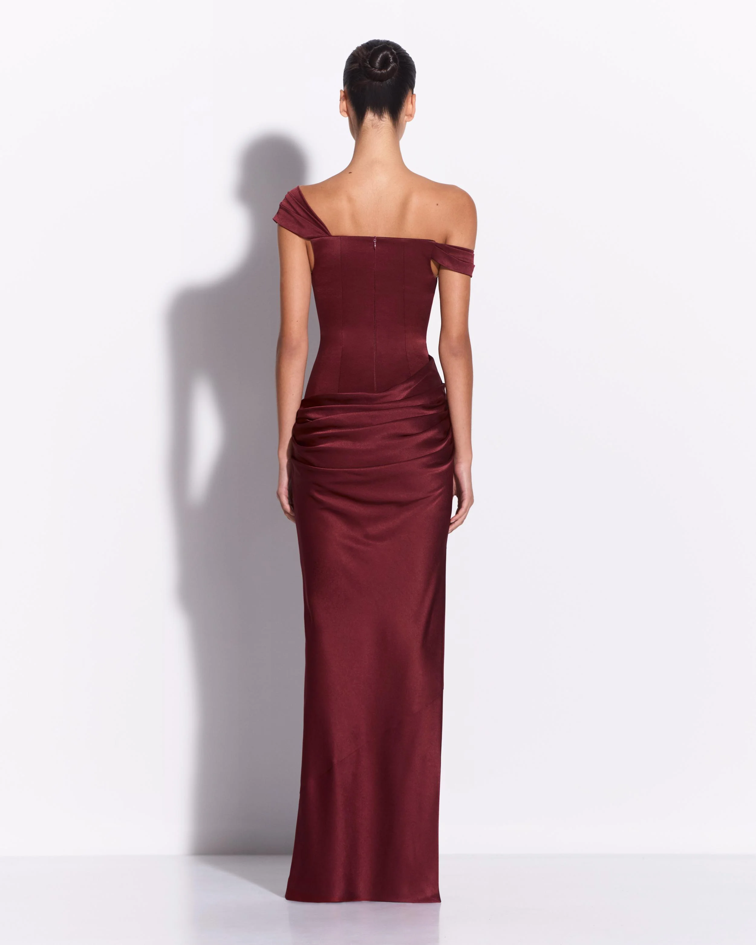 Longline Sweetheart Drape Column in Satin Crepe - Image 2