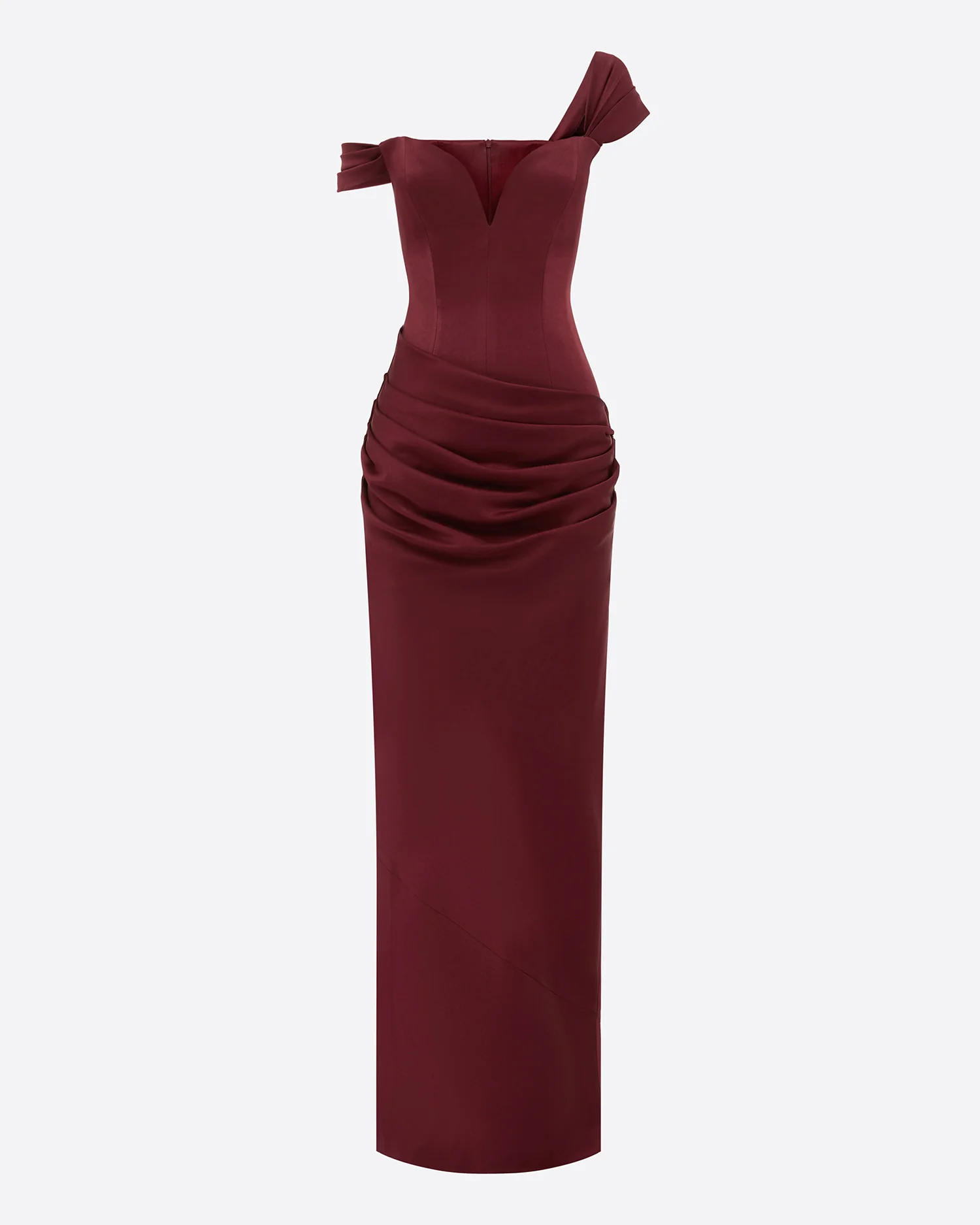 Longline Sweetheart Drape Column in Satin Crepe - Image 3