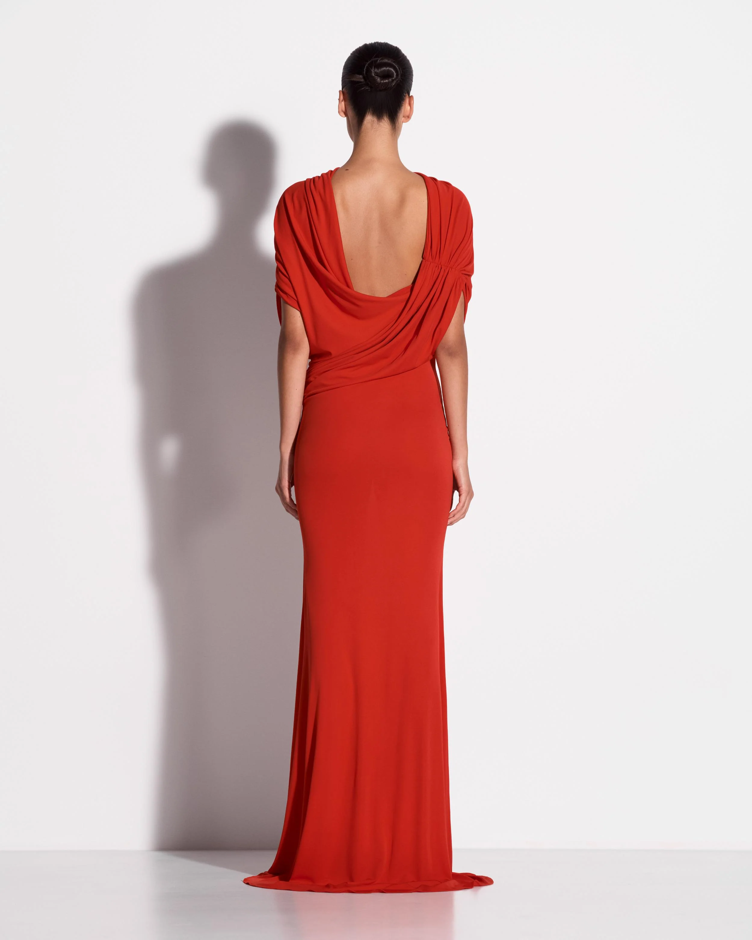 Off Shoulder Cape Gown in Dry Jersey - Image 3