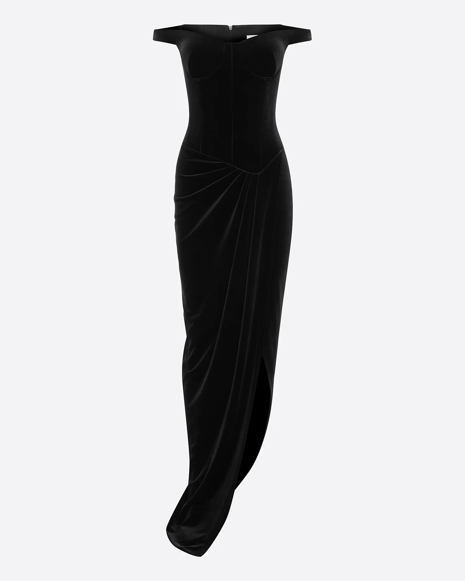 Off Shoulder Drape Gown in Velvet - Image 4