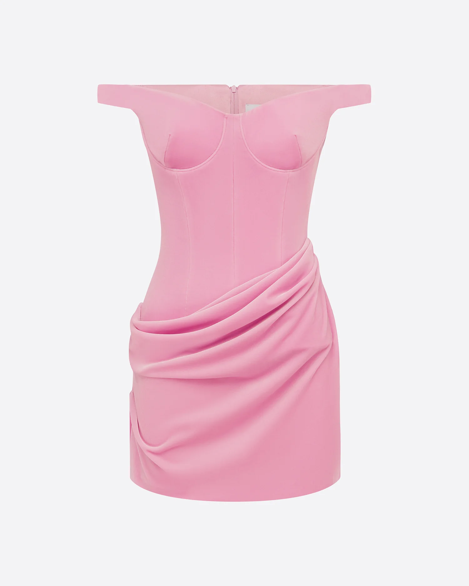 Off Shoulder Drape Mini Dress in Velvet - Image 3
