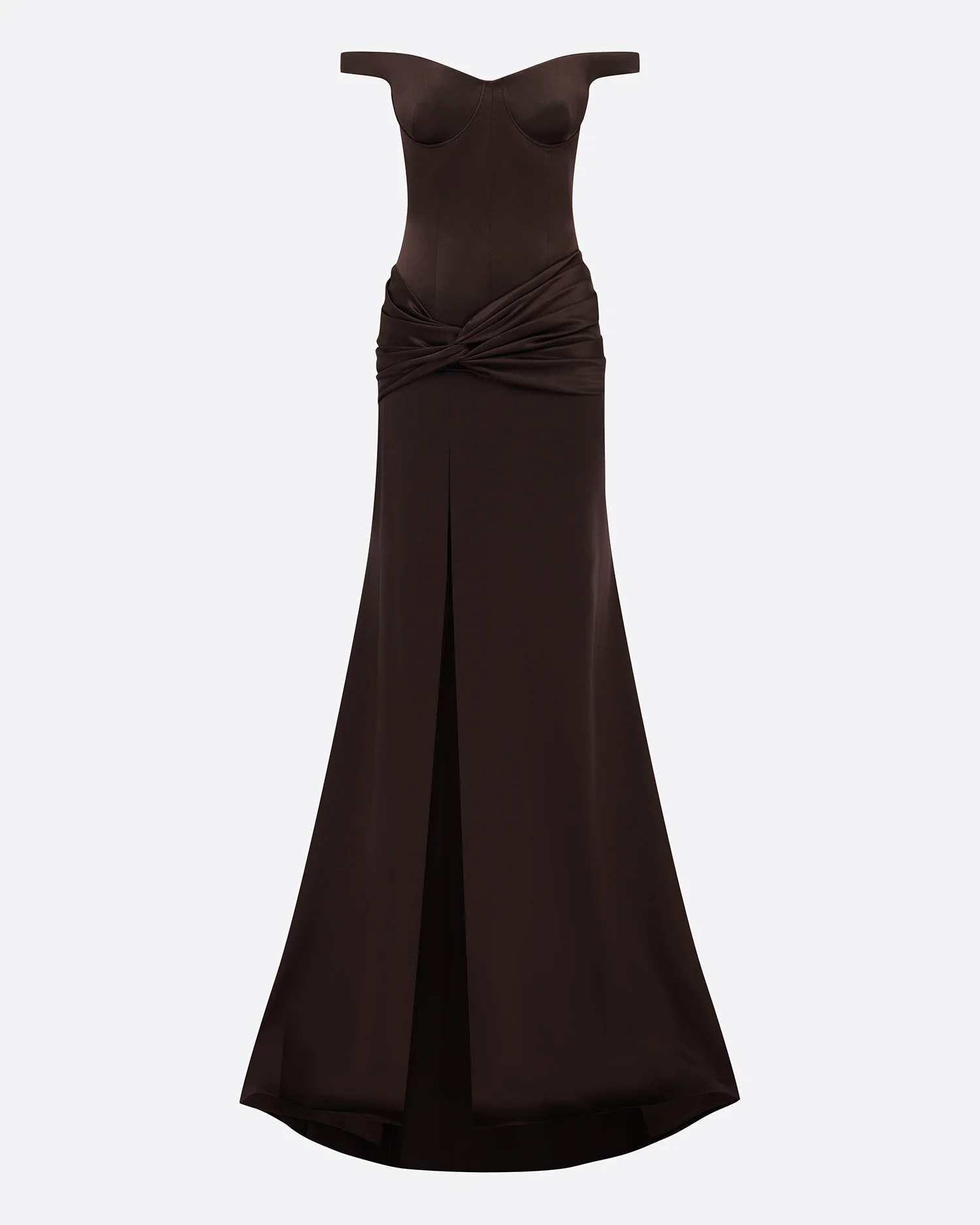 Off Shoulder Knot Gown in Satin Crepe - Image 3