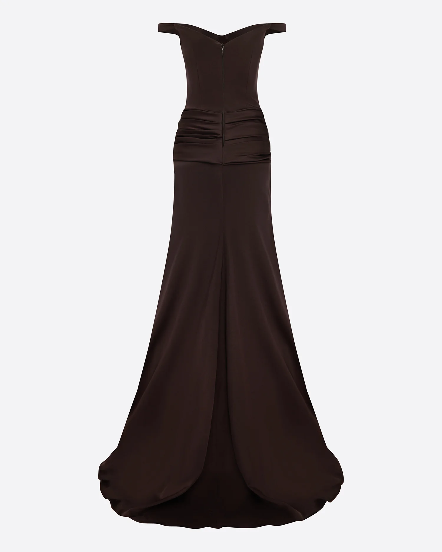 Off Shoulder Knot Gown in Satin Crepe - Image 4