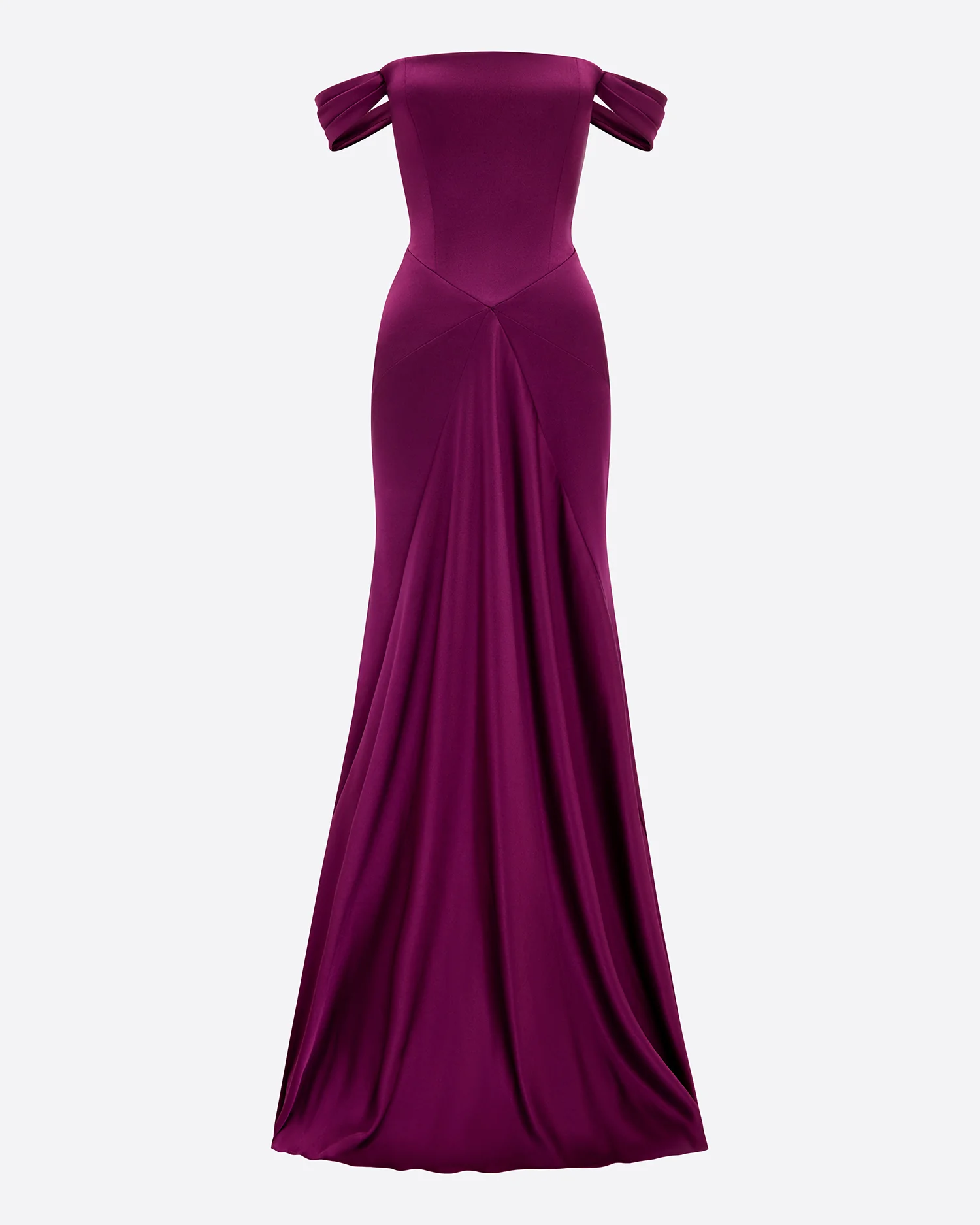 Off Shoulder Panelled Gown in Satin Crepe - Image 3
