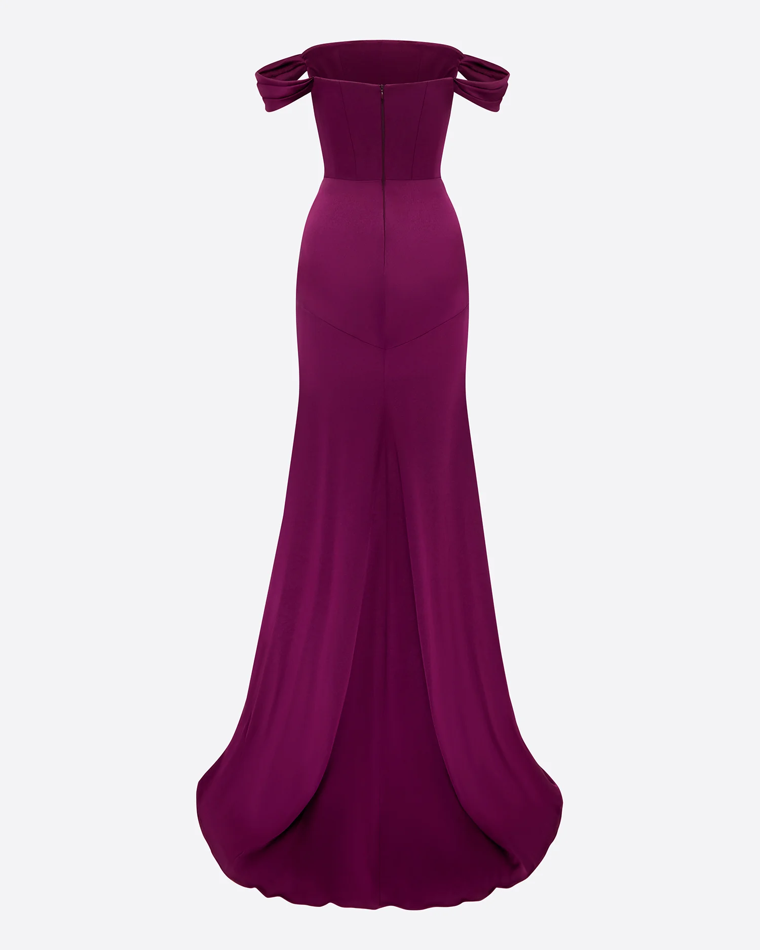 Off Shoulder Panelled Gown in Satin Crepe - Image 4