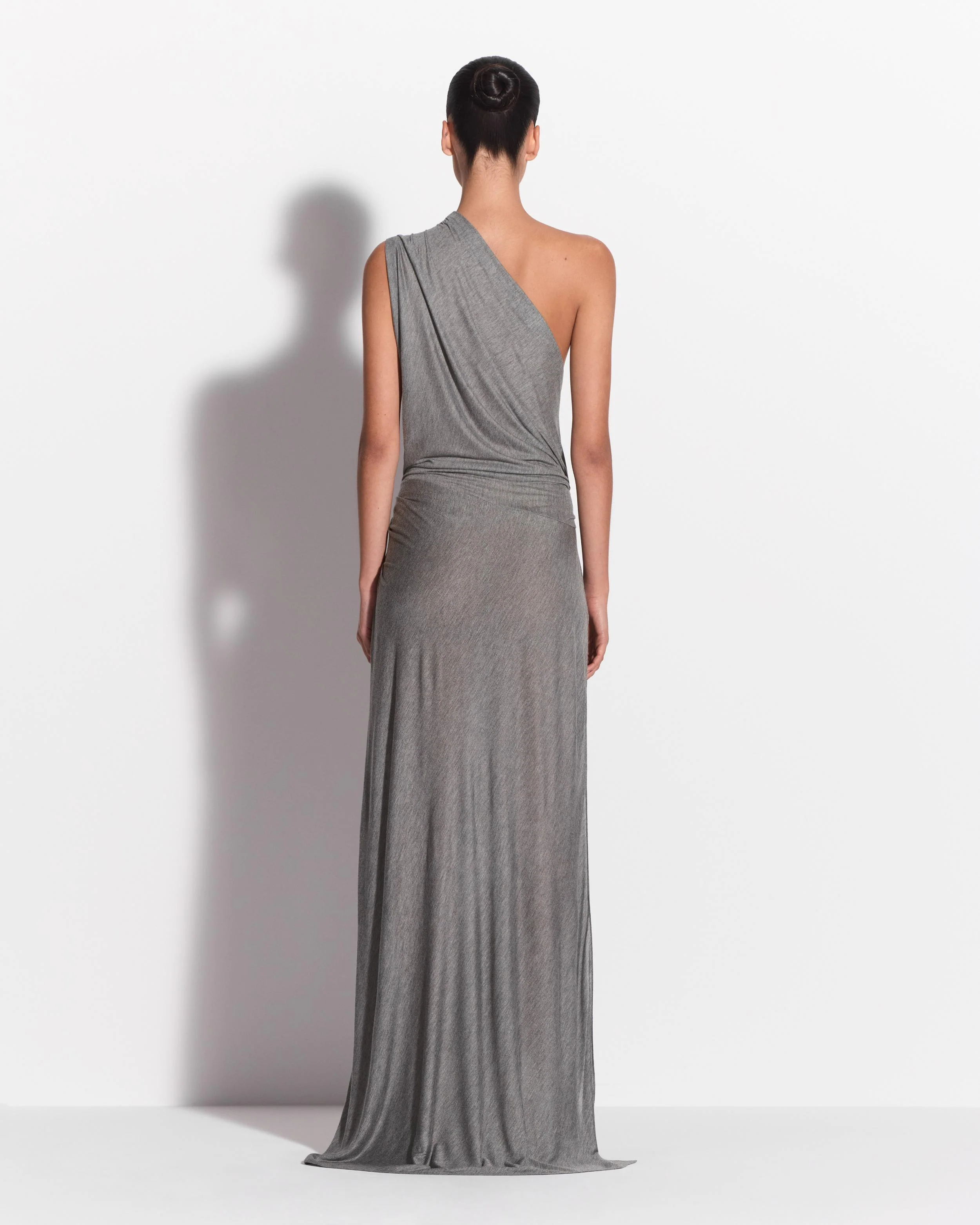 One Shoulder Drape Gown in Marle Jersey - Image 3