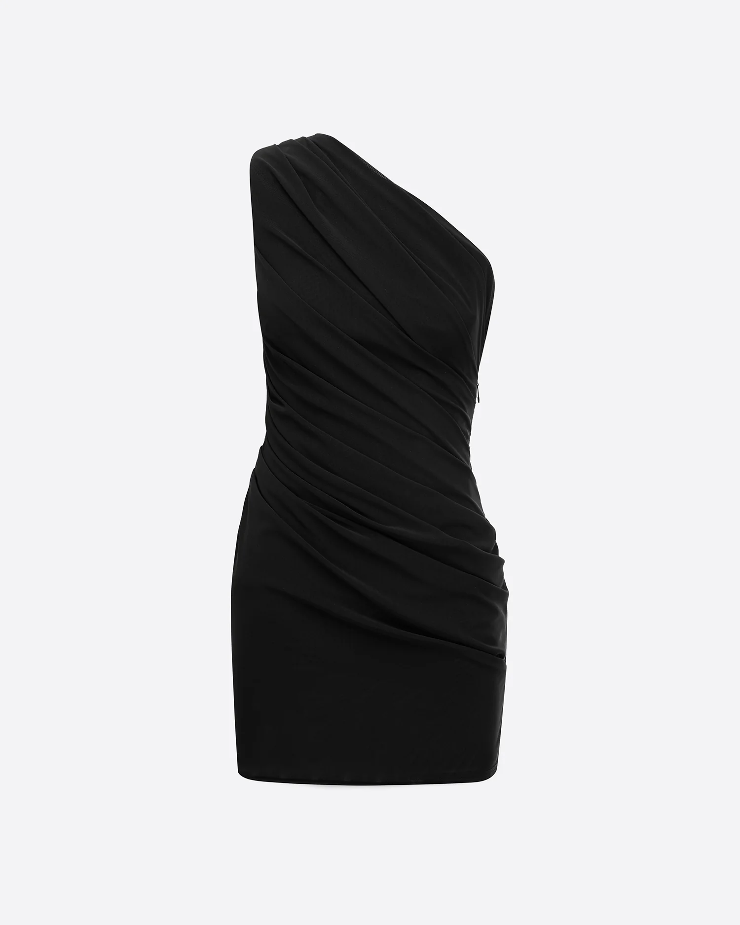 One Shoulder Mini Dress in Stretch Mesh - Image 4