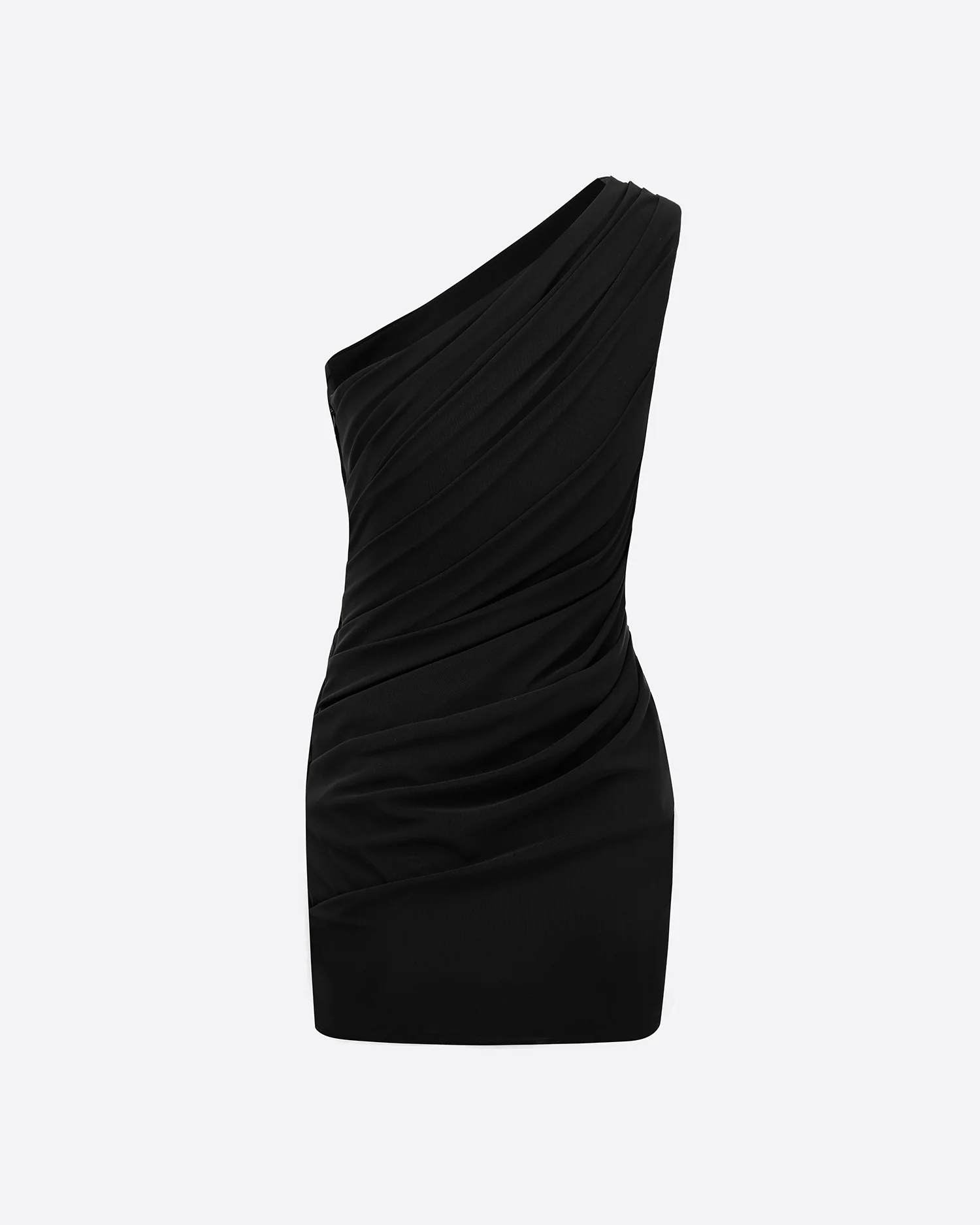 One Shoulder Mini Dress in Stretch Mesh - Image 5