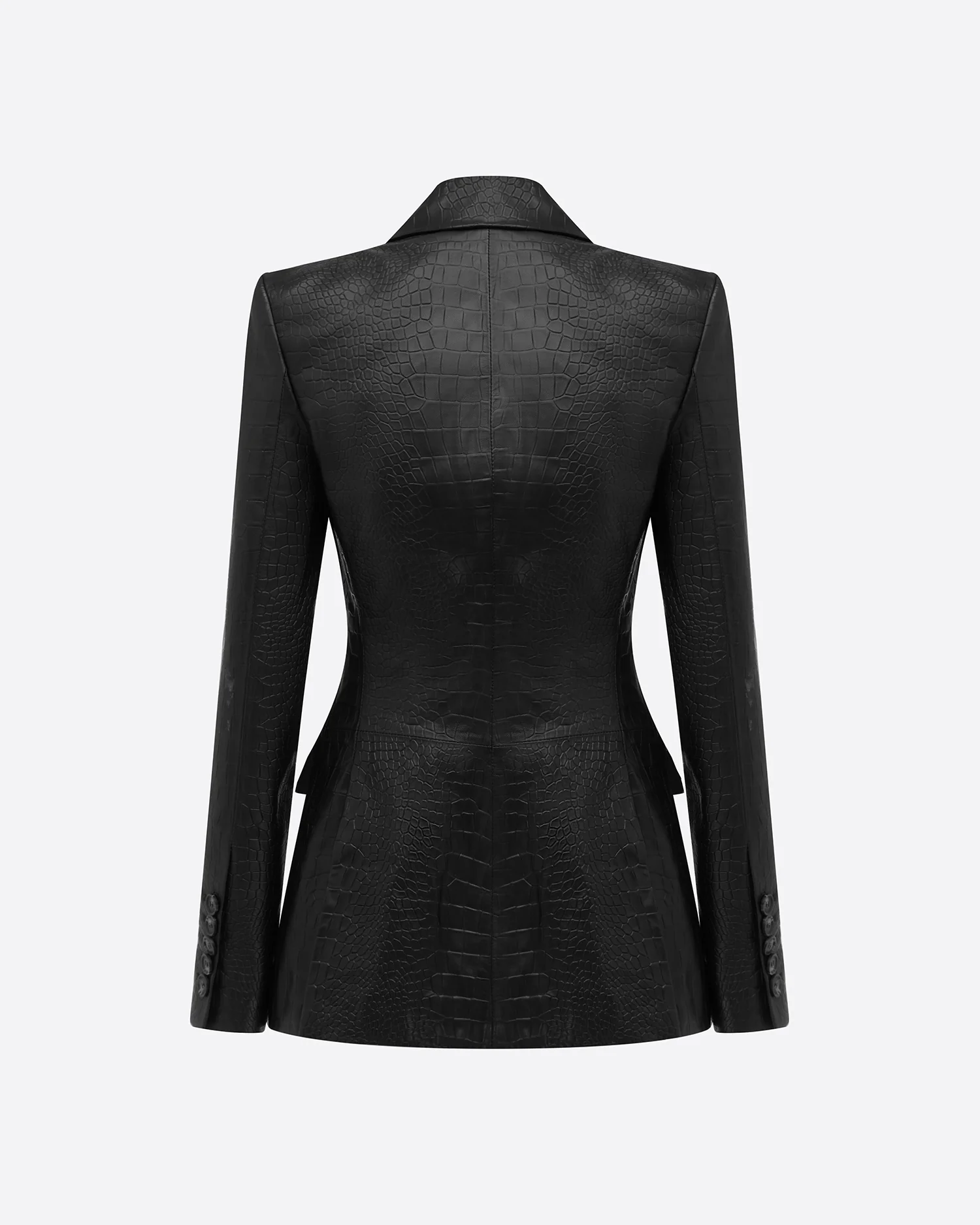 Single Breasted Fitted Blazer in Embossed Leather - Image 4