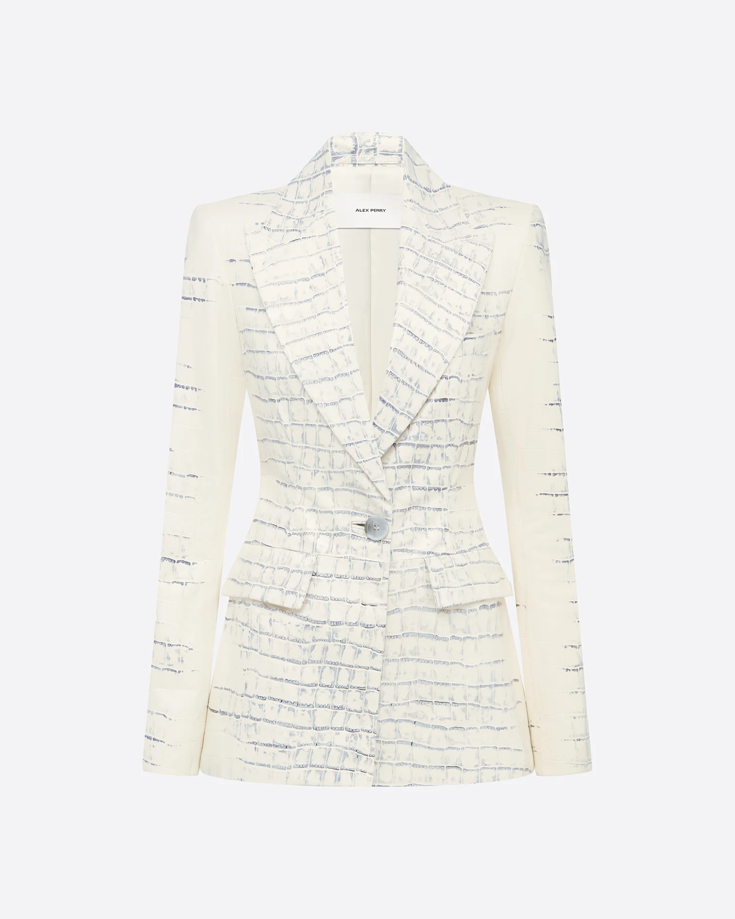 Single Breasted Fitted Blazer in Embossed Leather - Image 3