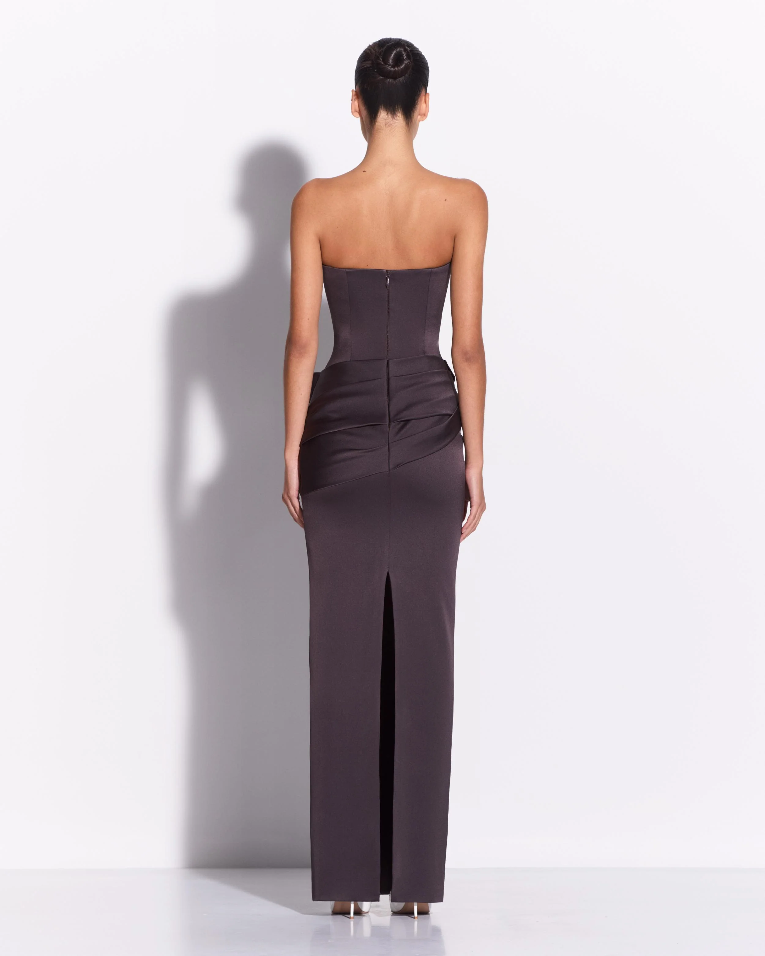 Strapless Drape Column in Satin Crepe - Image 2