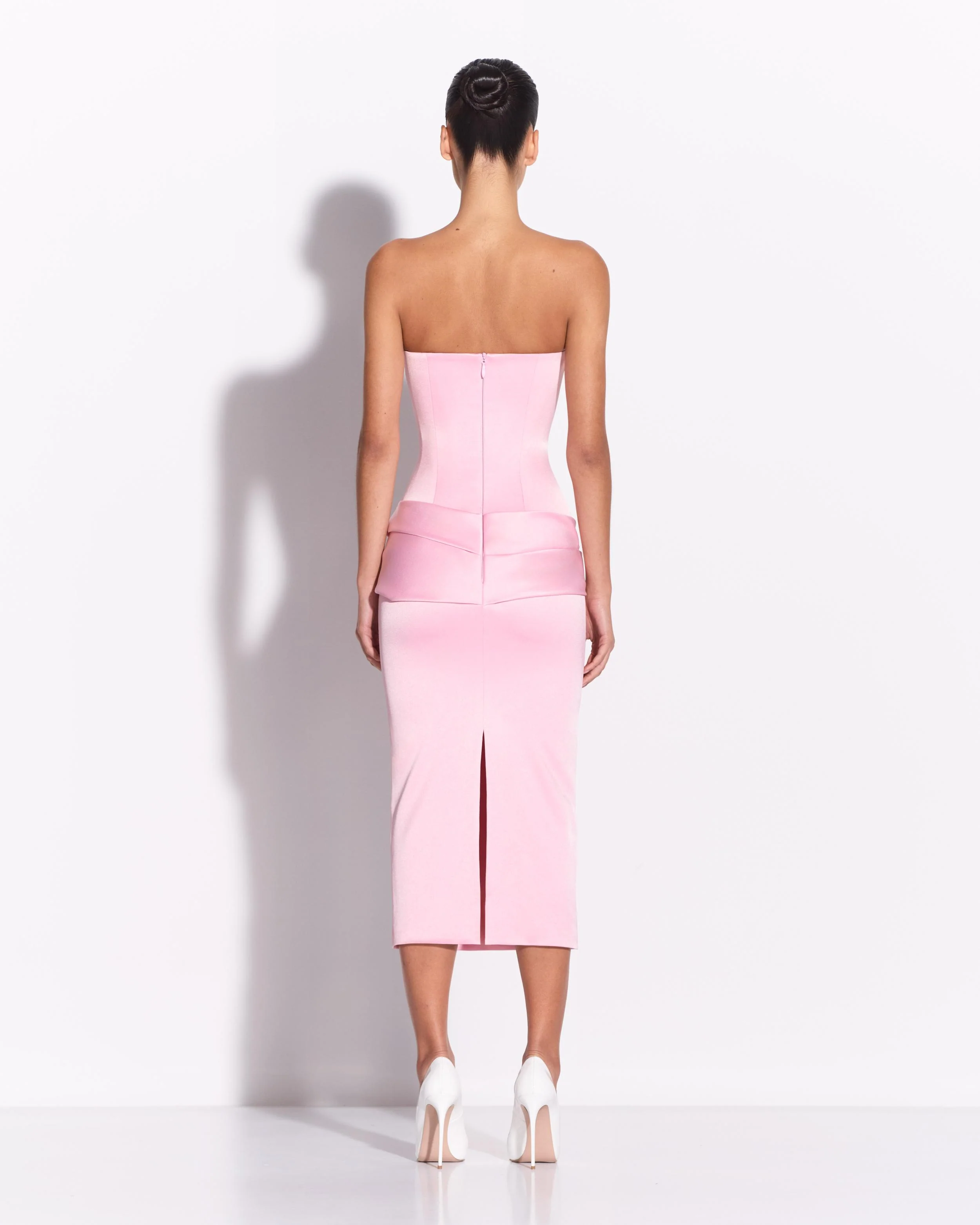 Strapless Drape Dress in Satin Crepe - Image 2