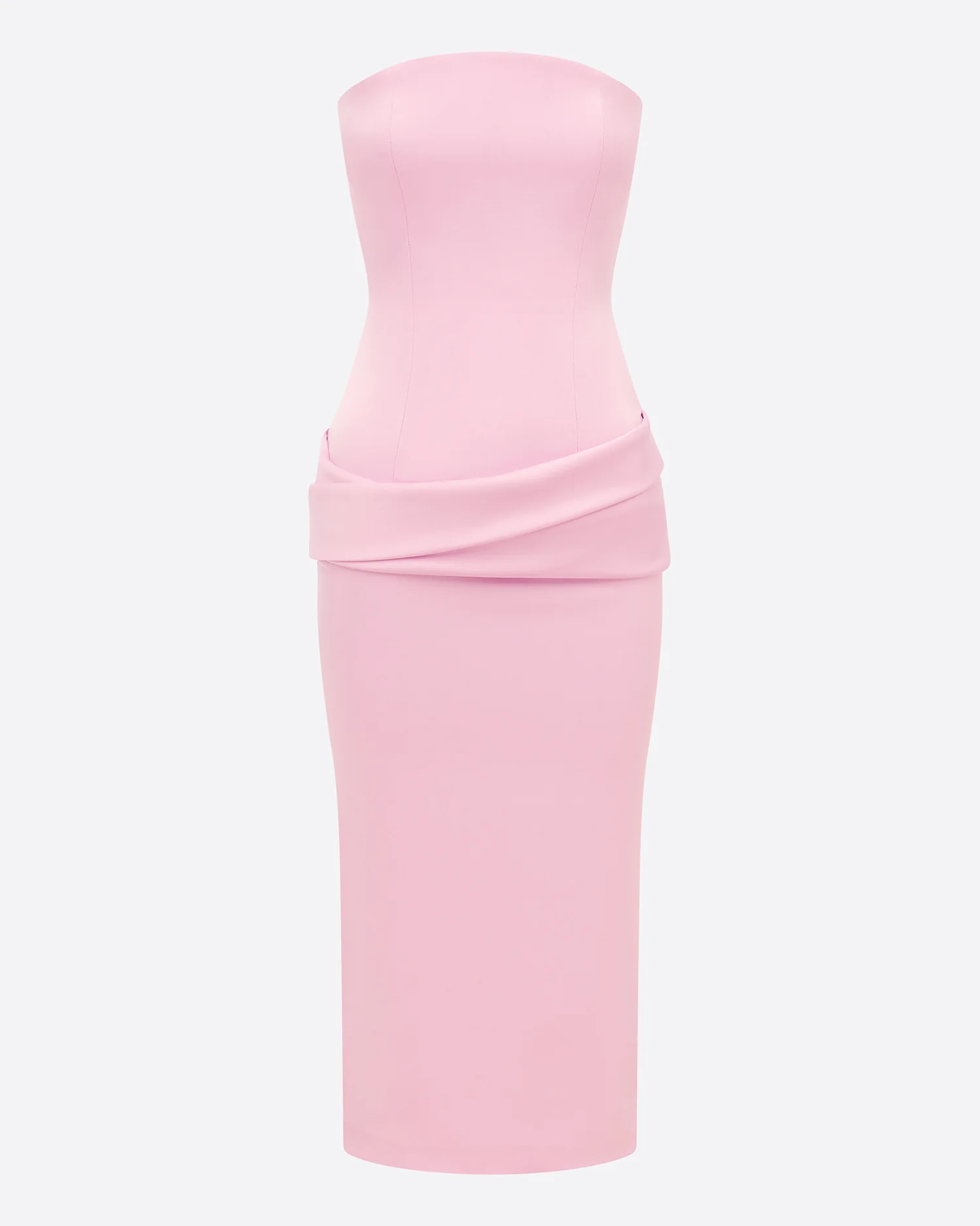 Strapless Drape Dress in Satin Crepe - Image 4