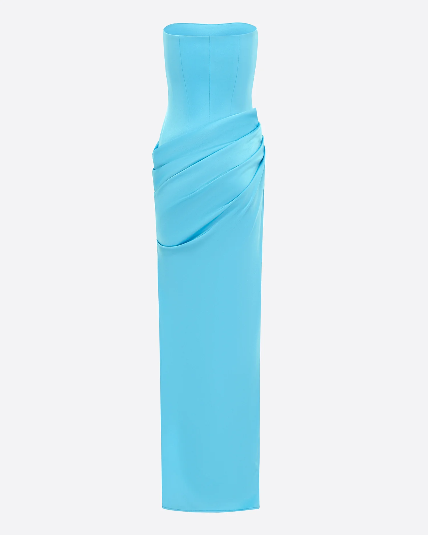 Strapless Drape Longline Column in Satin Crepe - Image 4