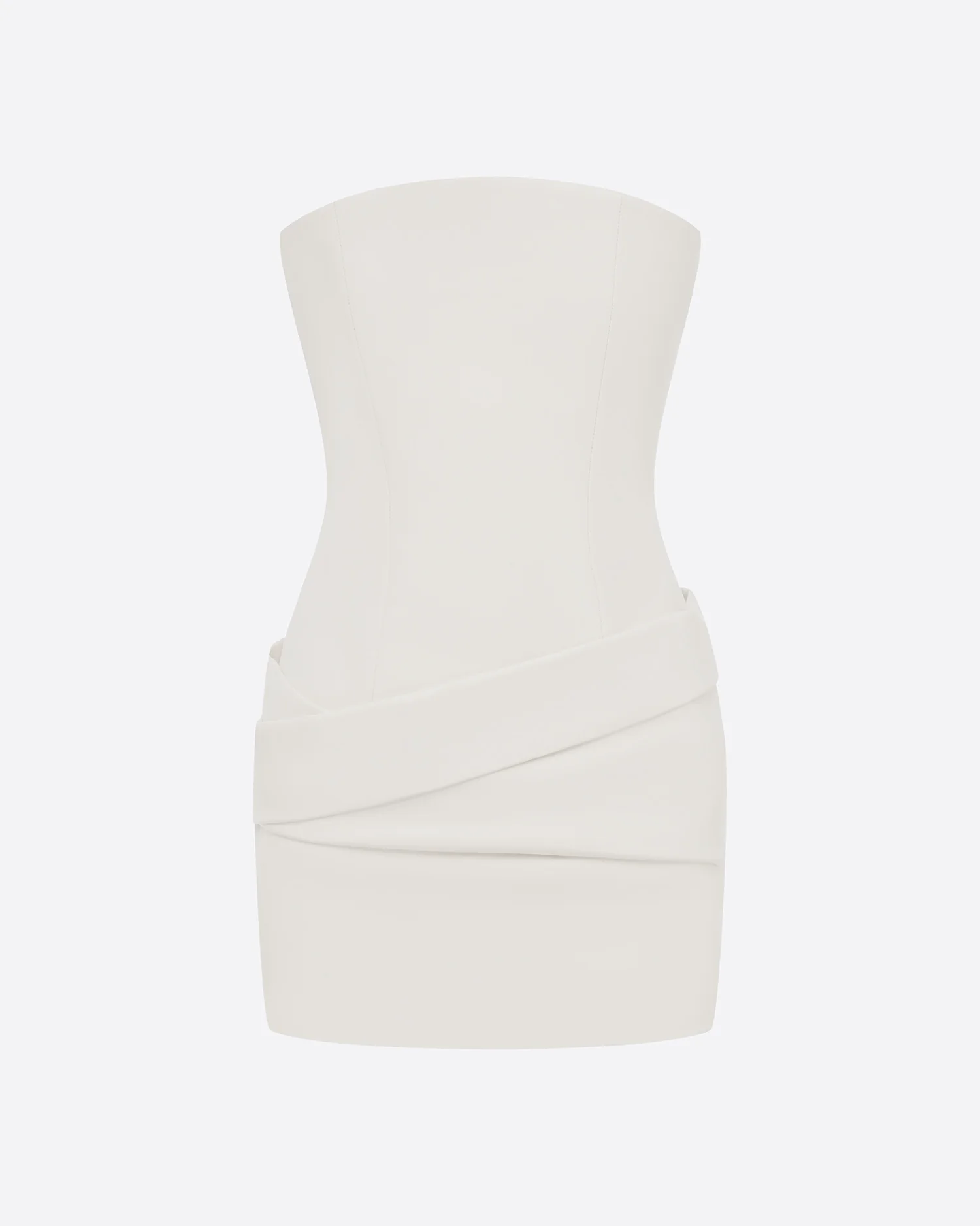 Strapless Drape Mini Dress in Leather - Image 4