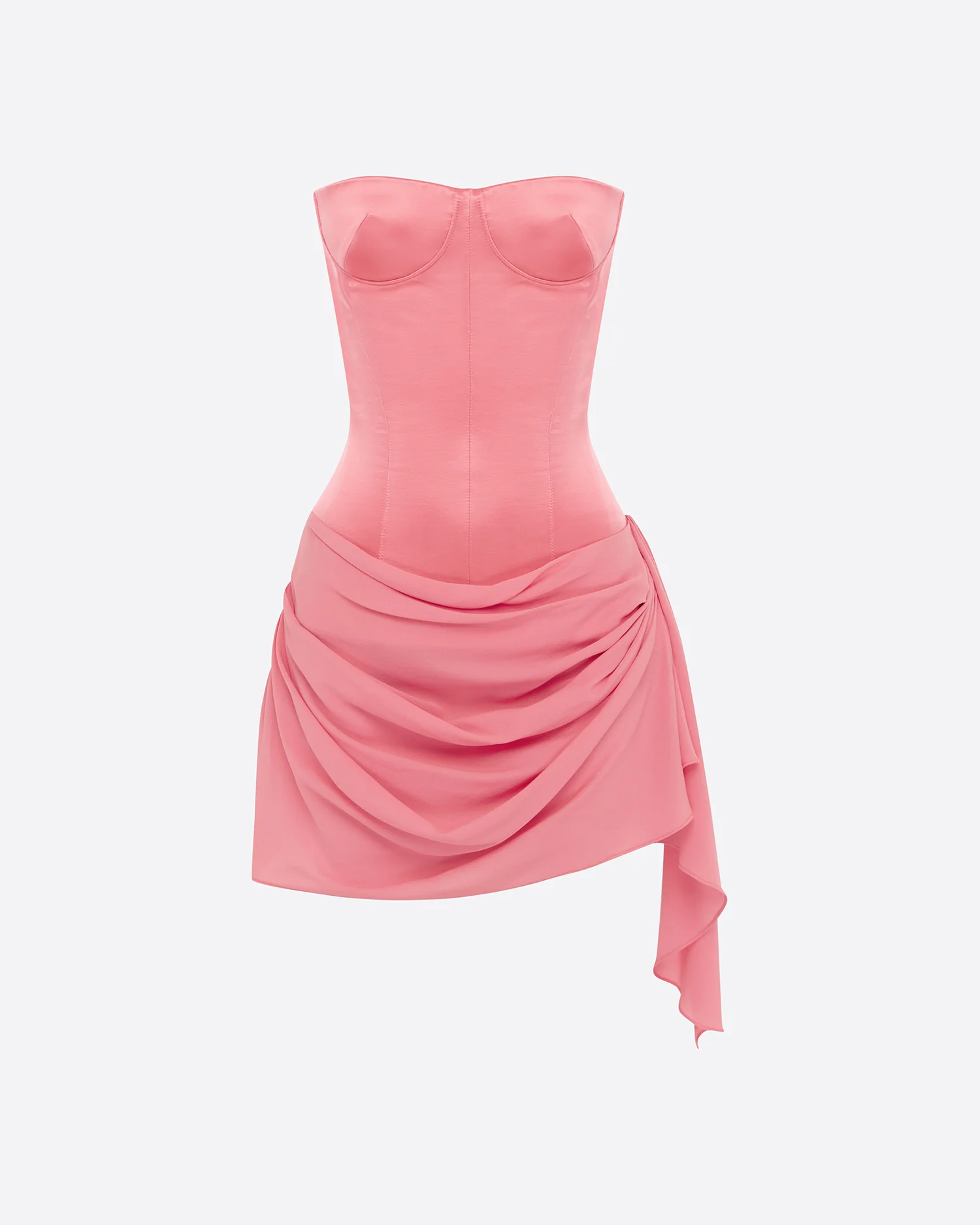 Strapless Longline Mini Dress in Duchess Satin - Image 4