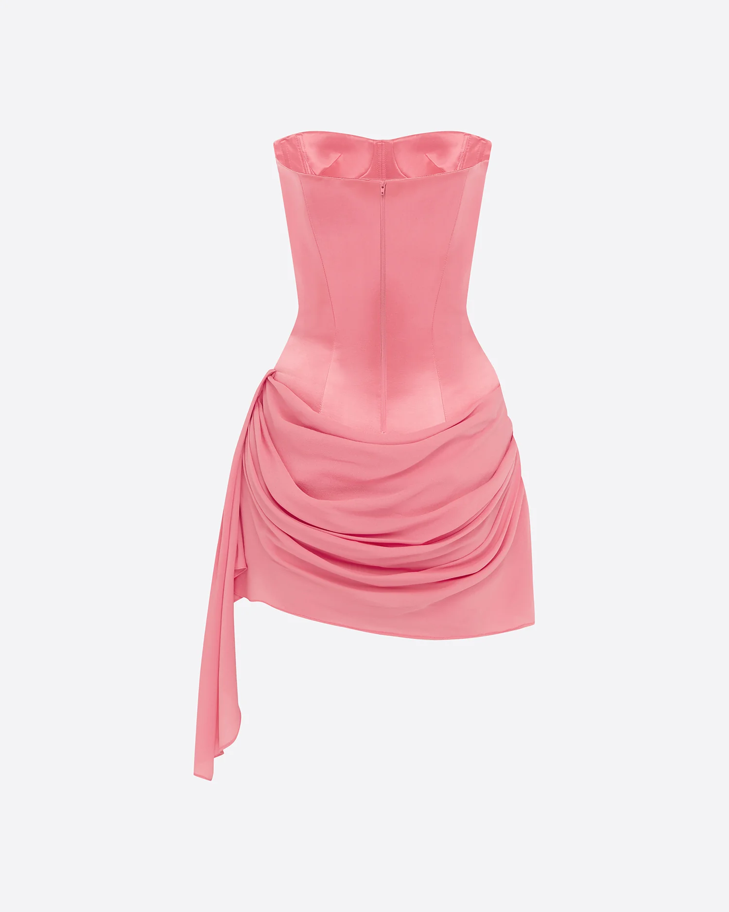 Strapless Longline Mini Dress in Duchess Satin - Image 5