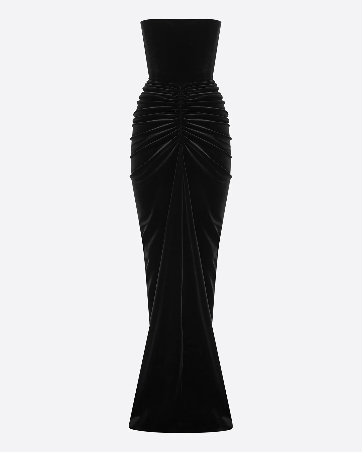 Strapless Ruched Gown in Velvet - Image 3