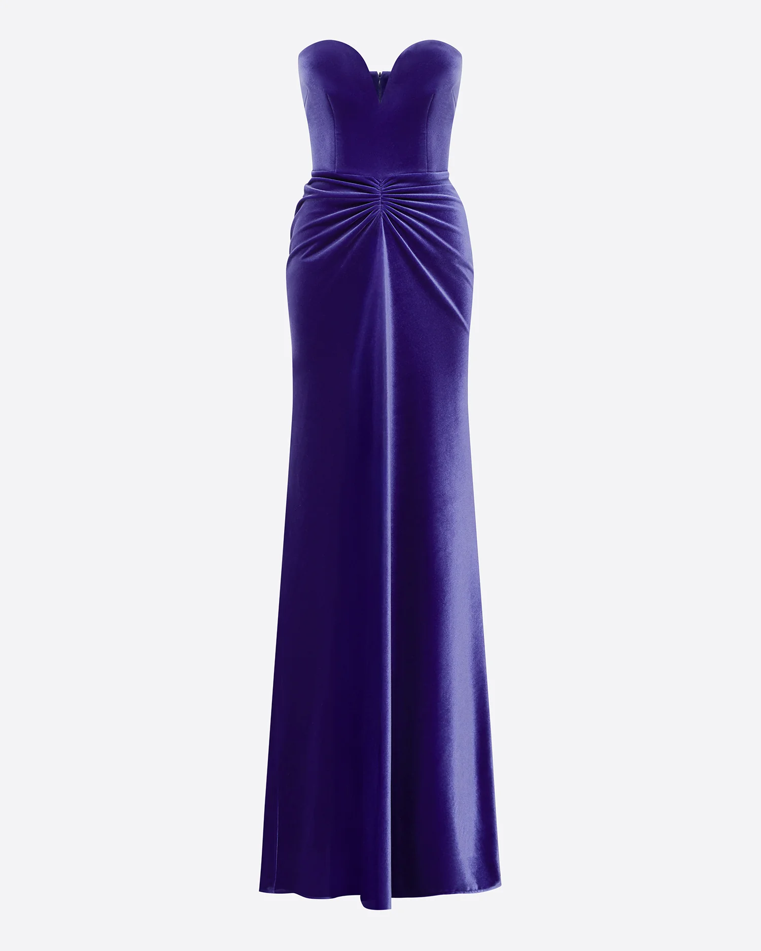 Strapless Sweetheart Ruched Gown in Velvet - Image 3