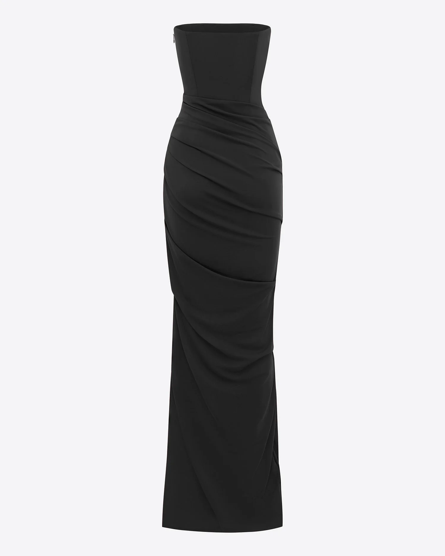 Strapless Tucked Column in Stretch Mesh - Image 4