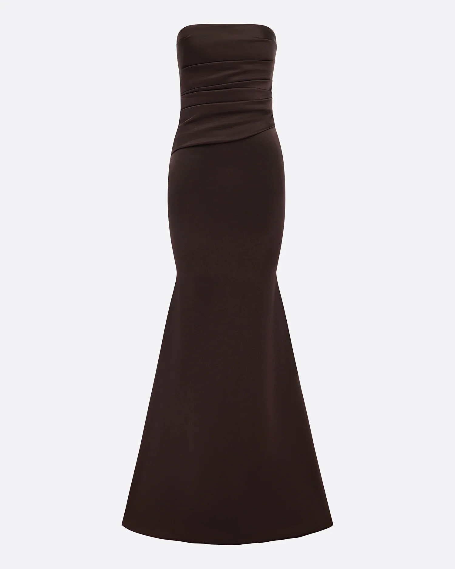 Strapless Tucked Gown in Satin Crepe - Image 3