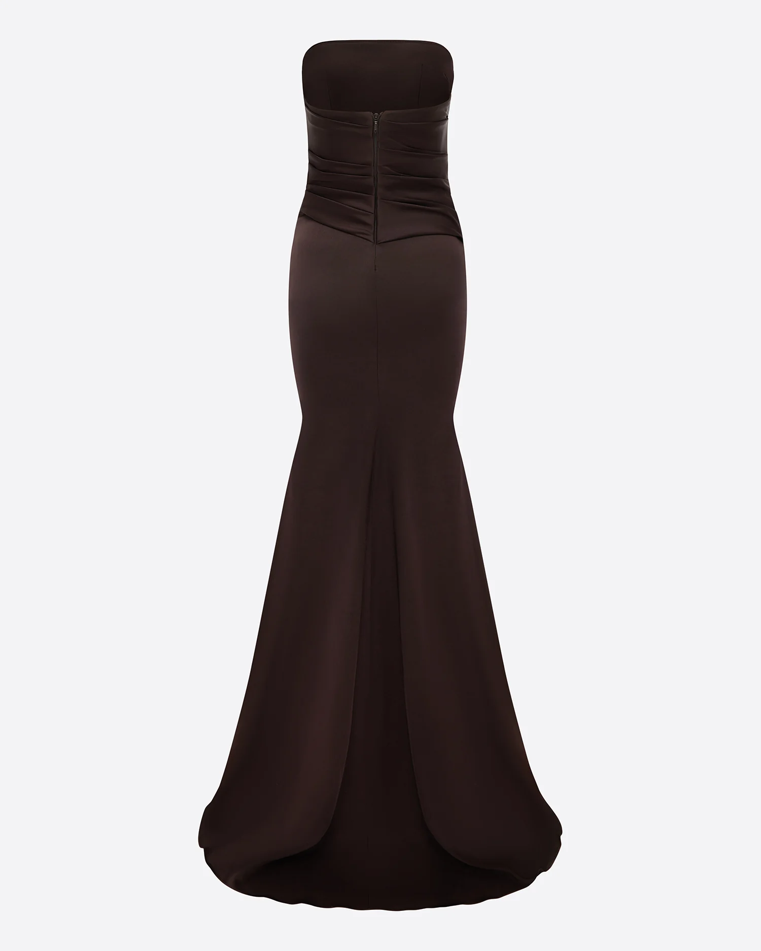 Strapless Tucked Gown in Satin Crepe - Image 4