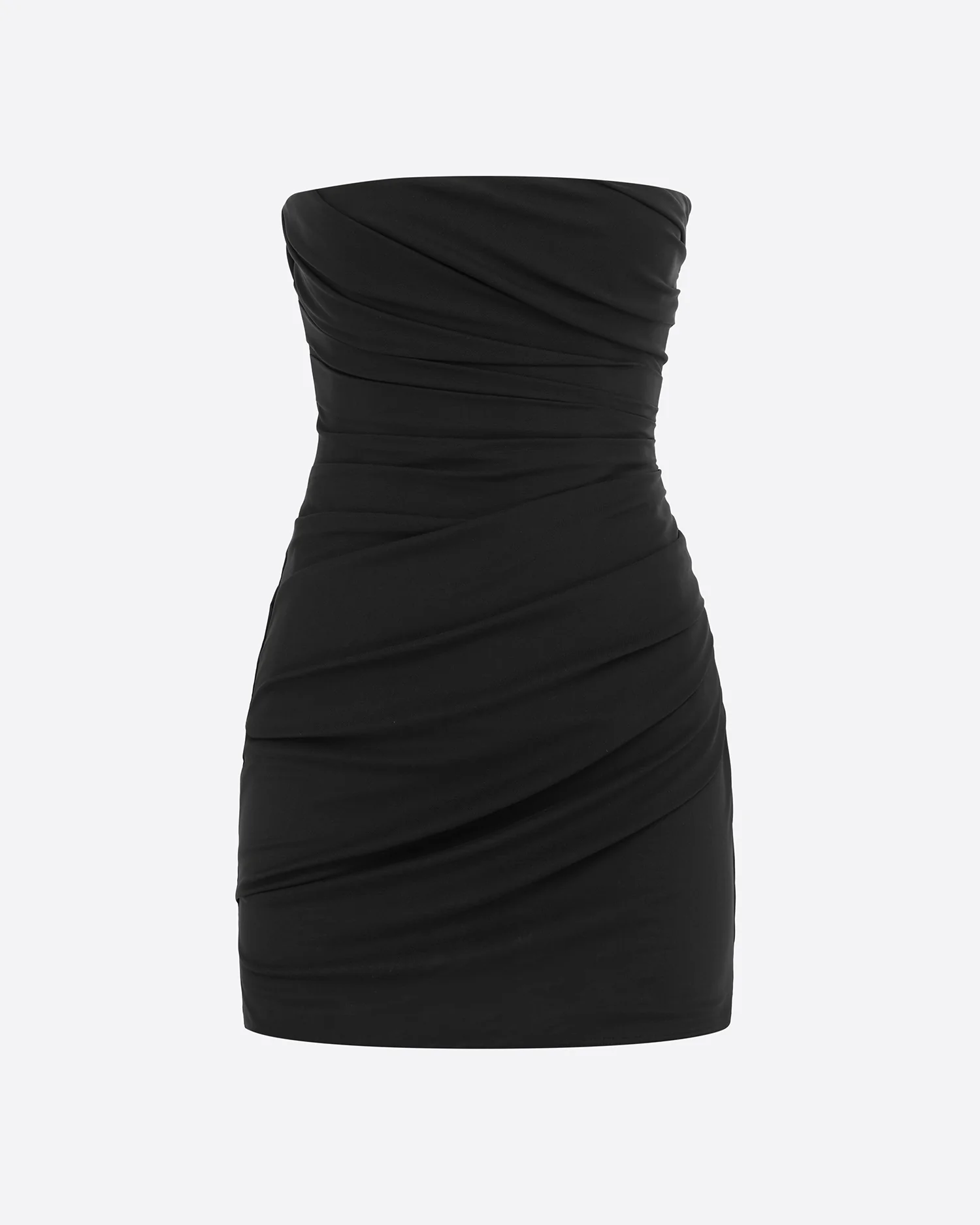 Strapless Tucked Mini Dress in Stretch Mesh - Image 3