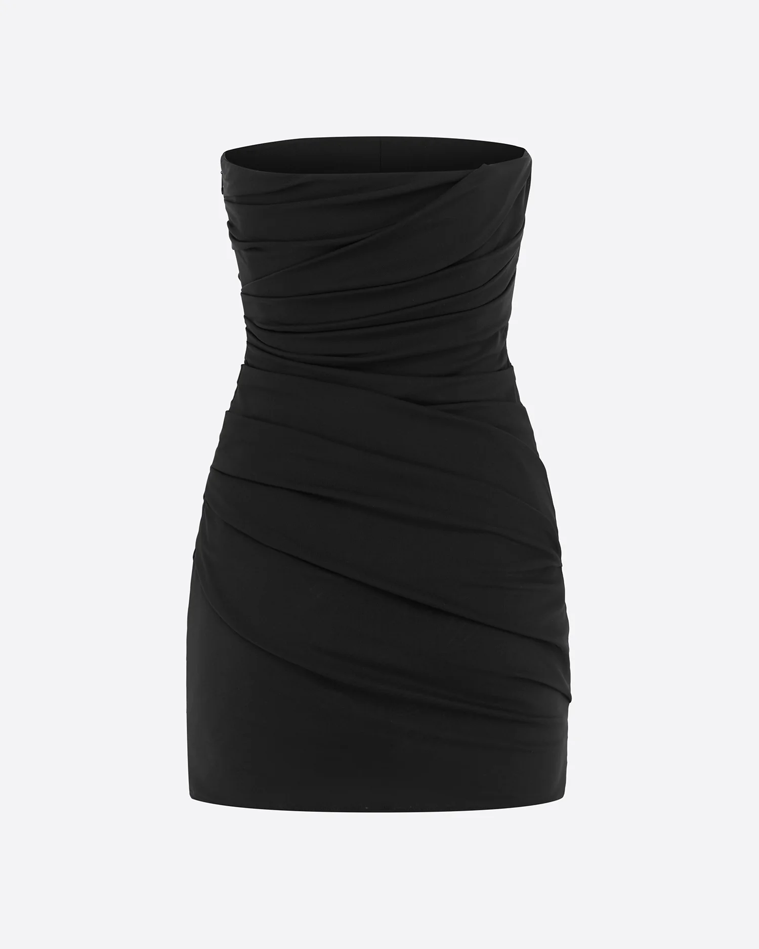 Strapless Tucked Mini Dress in Stretch Mesh - Image 4
