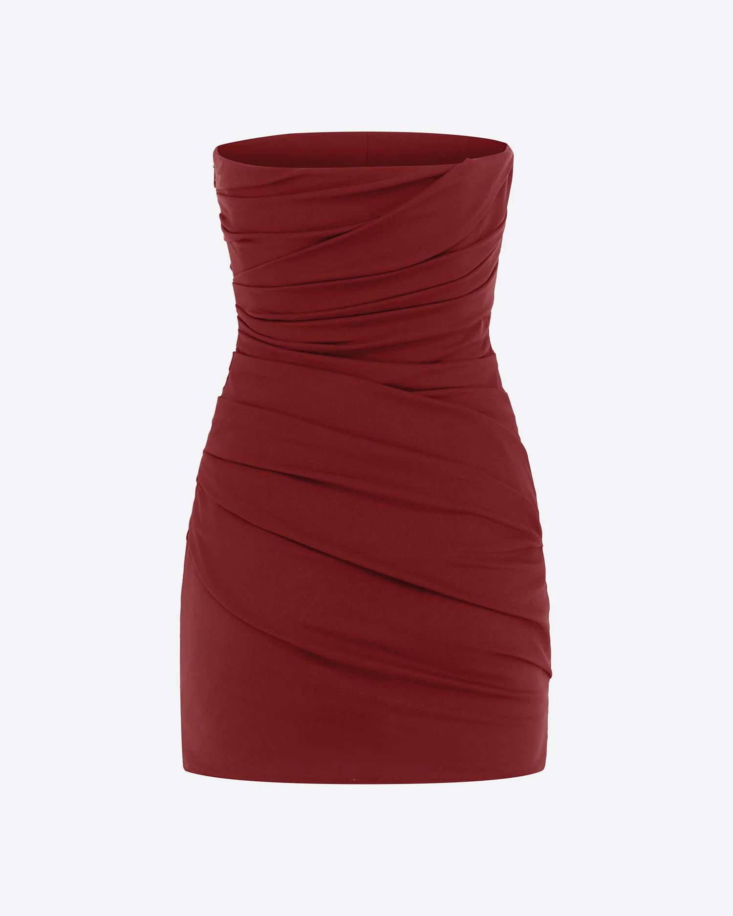 Strapless Tucked Mini Dress in Stretch Mesh - Image 4