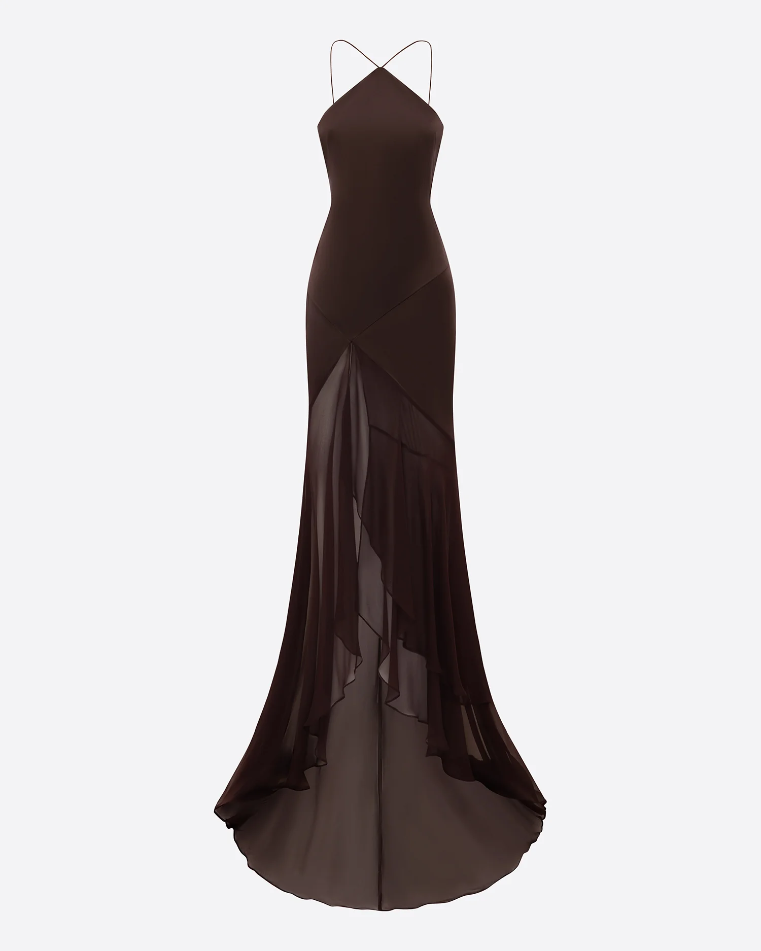Tiered Halter Gown in Silk Satin - Image 3