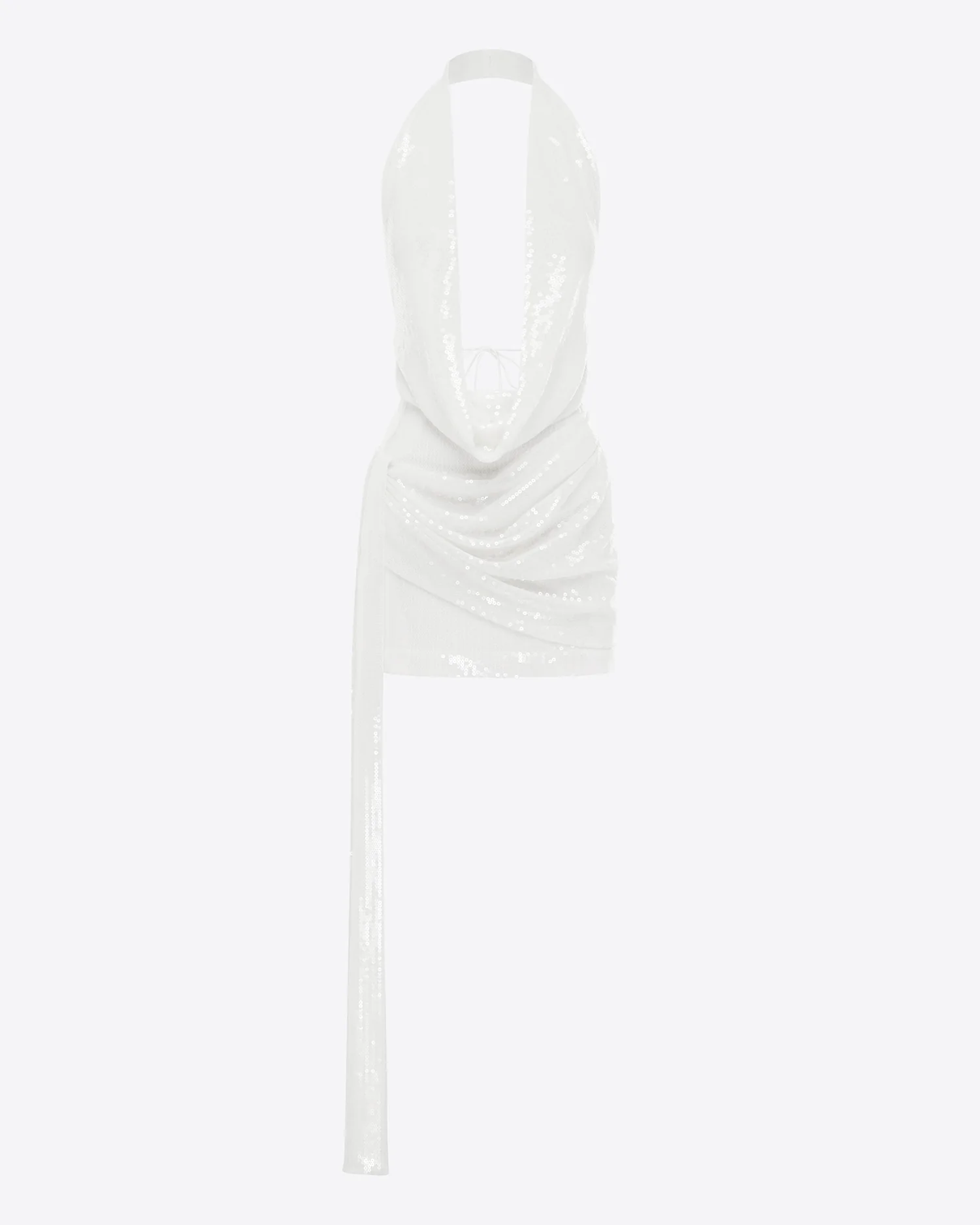 Halter Draped Wrap Mini Dress in Sequin - Image 3