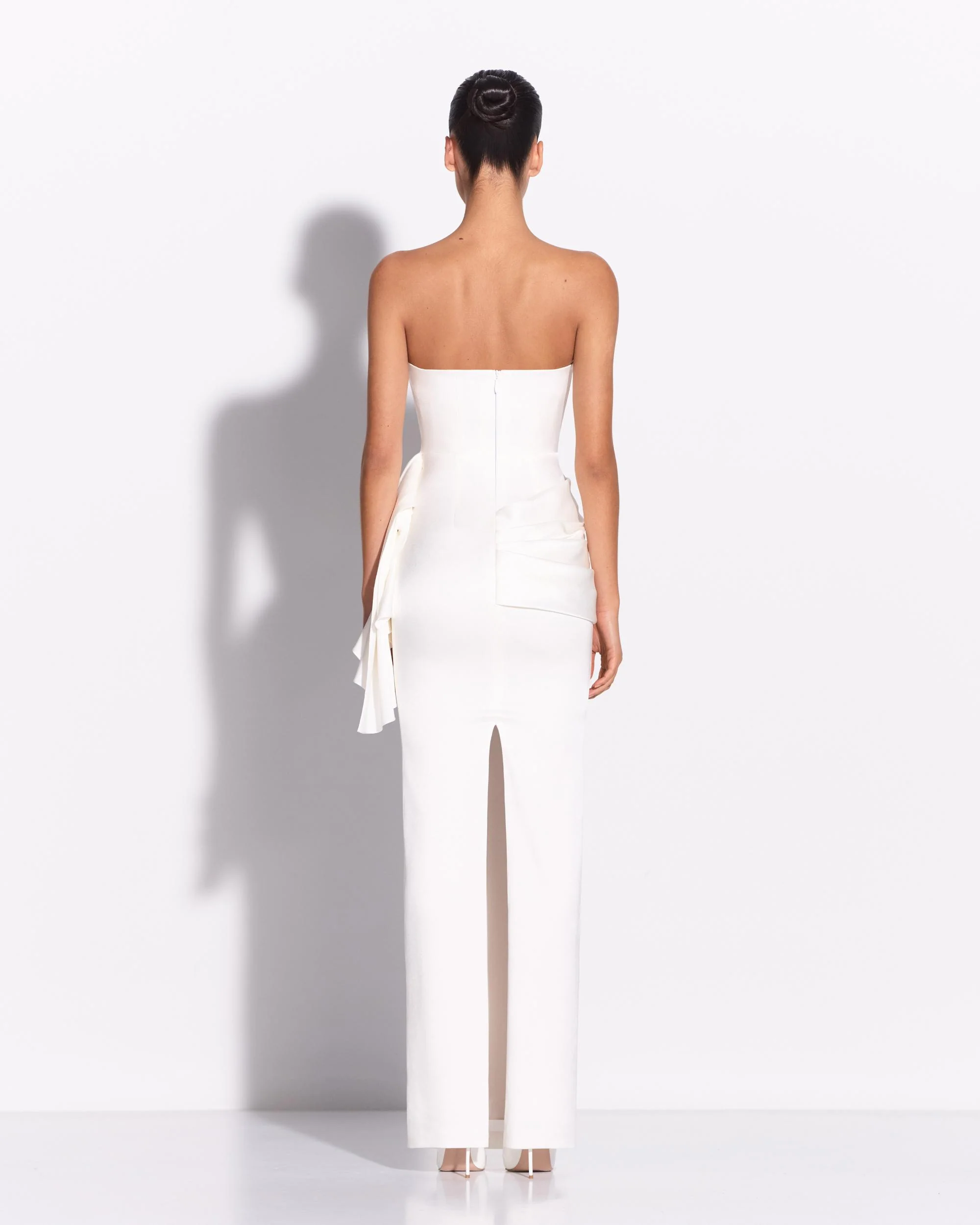 Strapless Corset Tiered Gown in Satin Crepe - Image 3